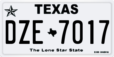 TX license plate DZE7017