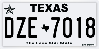 TX license plate DZE7018