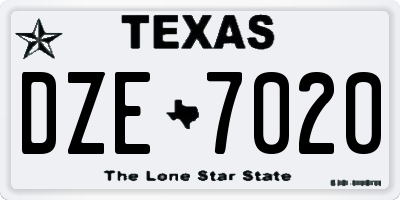 TX license plate DZE7020