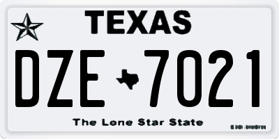 TX license plate DZE7021