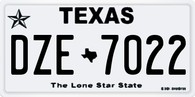 TX license plate DZE7022