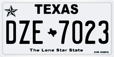 TX license plate DZE7023
