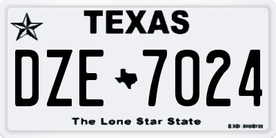 TX license plate DZE7024
