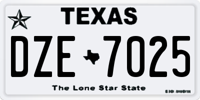 TX license plate DZE7025