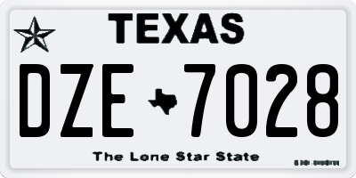 TX license plate DZE7028