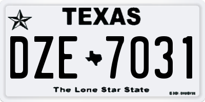 TX license plate DZE7031