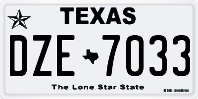 TX license plate DZE7033