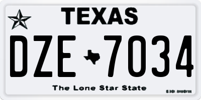 TX license plate DZE7034