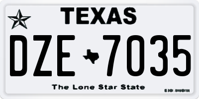TX license plate DZE7035