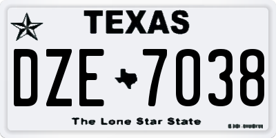 TX license plate DZE7038