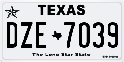 TX license plate DZE7039
