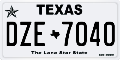 TX license plate DZE7040