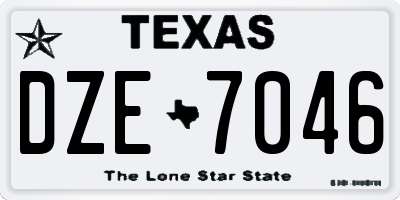 TX license plate DZE7046