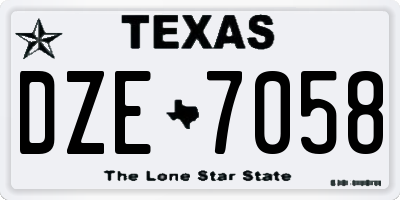 TX license plate DZE7058