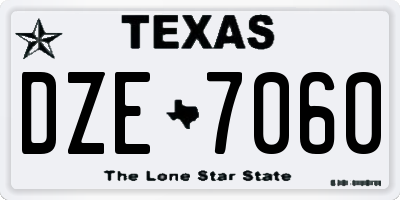 TX license plate DZE7060