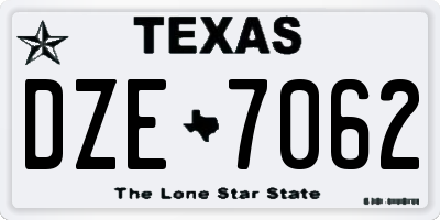 TX license plate DZE7062