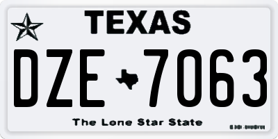 TX license plate DZE7063