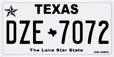 TX license plate DZE7072