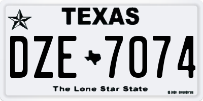 TX license plate DZE7074