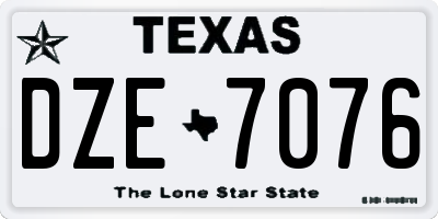 TX license plate DZE7076