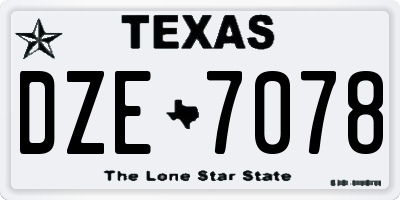 TX license plate DZE7078