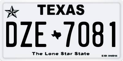 TX license plate DZE7081