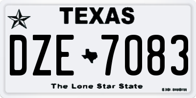 TX license plate DZE7083
