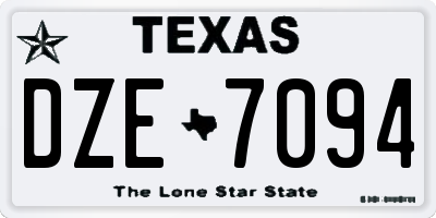 TX license plate DZE7094