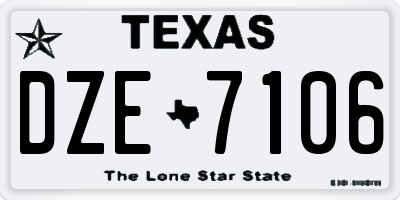 TX license plate DZE7106