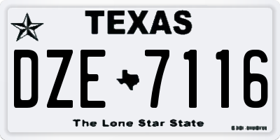 TX license plate DZE7116