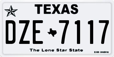 TX license plate DZE7117