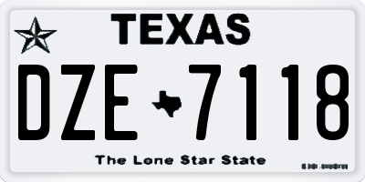 TX license plate DZE7118