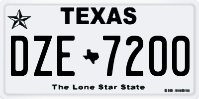 TX license plate DZE7200