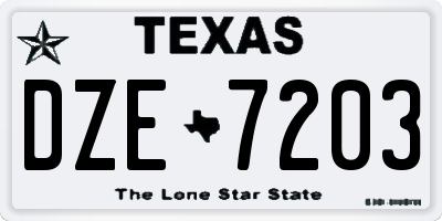 TX license plate DZE7203