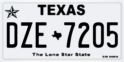 TX license plate DZE7205