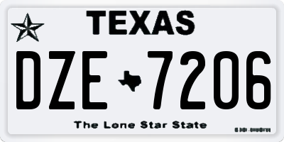 TX license plate DZE7206