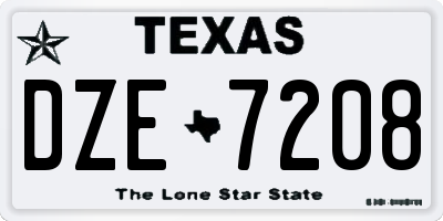 TX license plate DZE7208