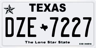 TX license plate DZE7227