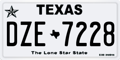 TX license plate DZE7228