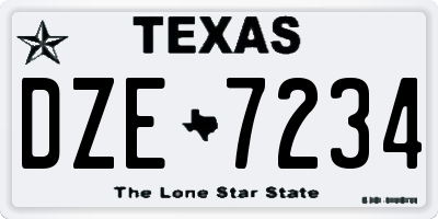 TX license plate DZE7234