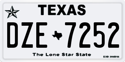 TX license plate DZE7252