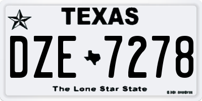 TX license plate DZE7278