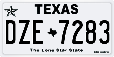 TX license plate DZE7283