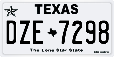 TX license plate DZE7298