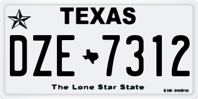 TX license plate DZE7312