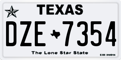 TX license plate DZE7354