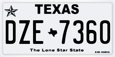 TX license plate DZE7360