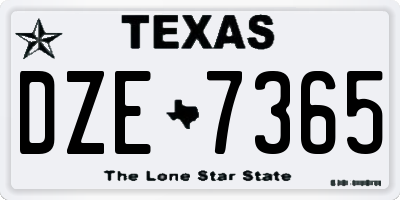 TX license plate DZE7365