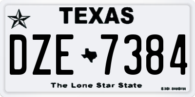 TX license plate DZE7384