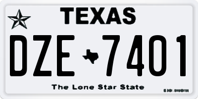 TX license plate DZE7401
